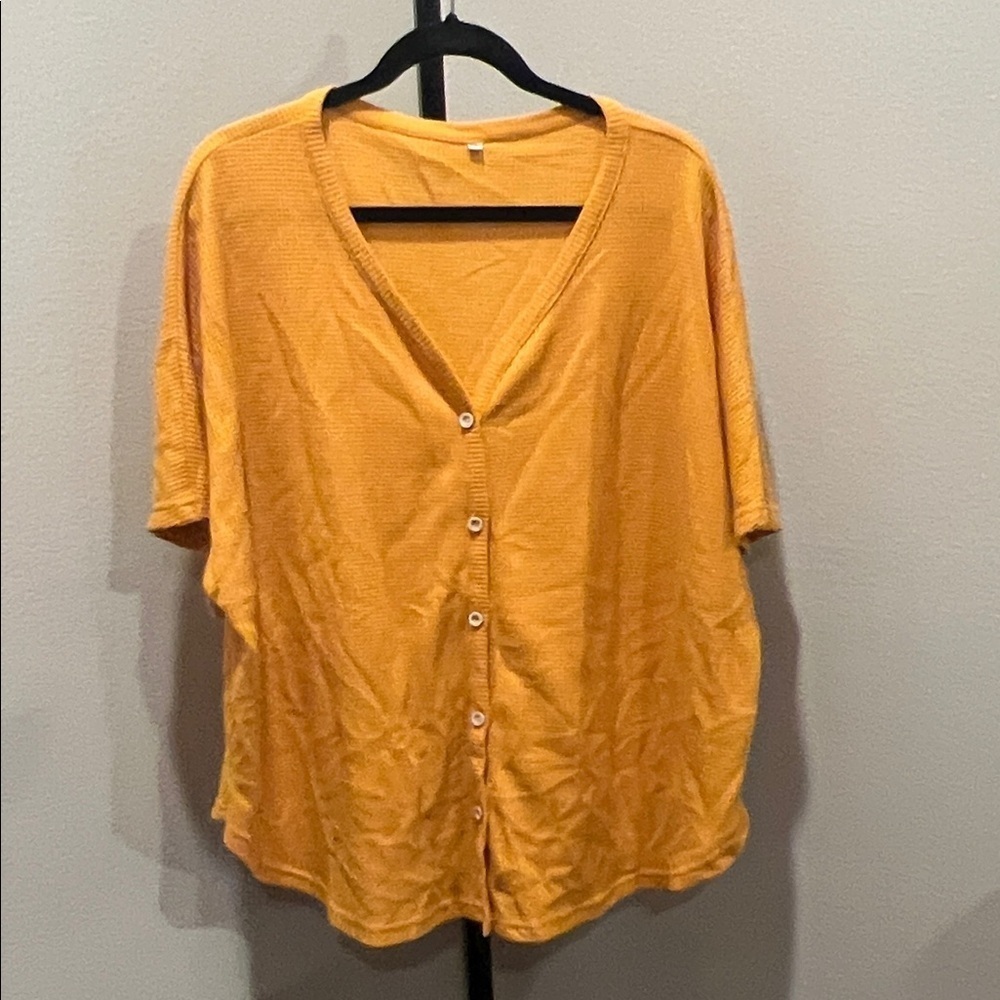 Women's Yellow Button-Up Top